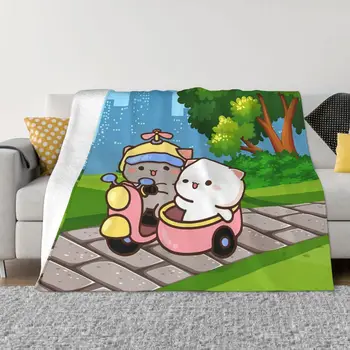 Персиковое Одеяло Goma Mochi Cat для вождения, Фланелевое Демисезонное Теплое Покрывало Для Зимнего Постельного белья