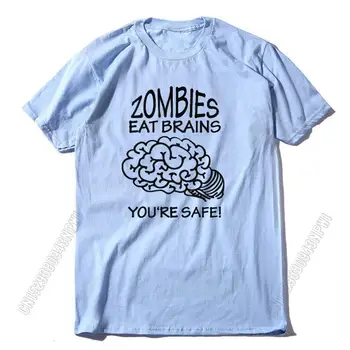 Популярная Повседневная Мужская футболка с круглым вырезом, Свободная Футболка Zombies Eat Brain, графический дизайн, 100% Хлопок, Крутая забавная мужская футболка