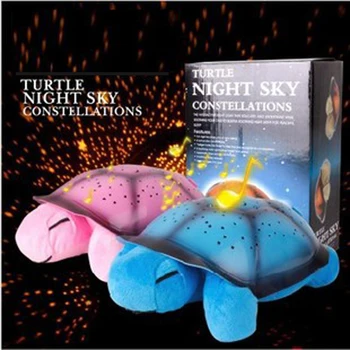 Проектор в виде Черепахи Звездное Небо Лампа С музыкой Звездный ночник Плюшевые игрушки Галактика Звездный проектор Свет Детские подарки