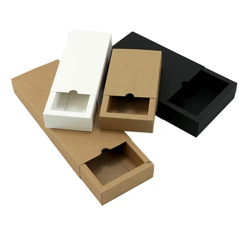Роскошная черная выдвижная коробка из крафт-бумаги, картонная выдвижная коробка, чехол для компакт-диска, черная выдвижная коробка, подарочная коробка на заказ
