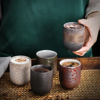Ручная работа, винтажная грубая керамическая кофейная чашка в японском стиле, кружка с уникальной текстурой и деревенским шармом для домашнего или офисного использования