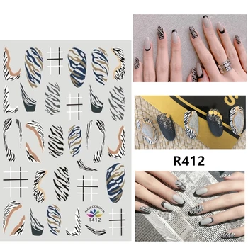 Самоклеящиеся 3D наклейки для ногтей с рисунком Зебры, украшения для дизайна ногтей, Осенние Модные Наклейки, фольга для ногтей для женщин и девочек