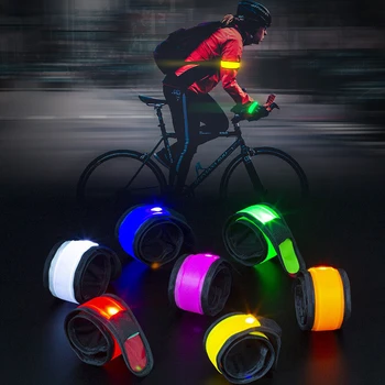 Светящееся Спортивное Поглаживающее кольцо, Светоотражающая повязка в полоску, Светящиеся браслеты, светодиодные браслеты для ночного Велоспорта, Защитные Отражающие ремни для бега