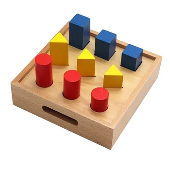 Сенсорные учебные пособия Монтессори, геометрические столбы, игрушки для детей дошкольного возраста, развивающие деревянные игрушки