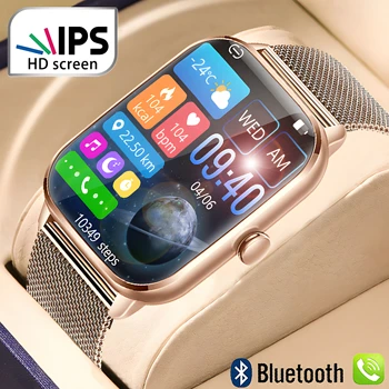 Смарт-часы с Bluetooth-вызовом Женские 2023, Умные часы, Мужские Спортивные часы, Модный Женский Водонепроницаемый смарт-браслет для Android IOS, часы