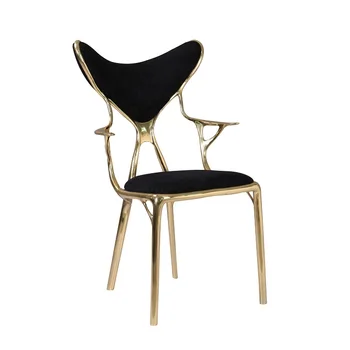 Современный роскошный обеденный стул из меди черного цвета, простая мебель для дома высокого класса