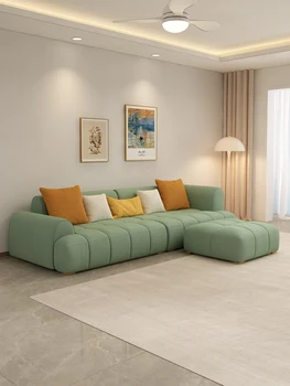 Тканевый диван в кремовом стиле, легкая роскошная гостиная для маленькой семьи, прямой ряд, скандинавский квадрат, простой современный облачный сетчатый красный новый стиль