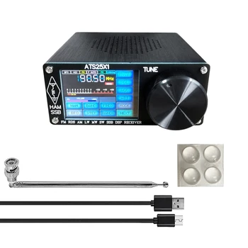Топовый радиоприемник ATS25X1 Si4732 All Band FM LW (MW SW) SSB + 2,4-дюймовый сенсорный ЖК-дисплей + Штыревая антенна + Аккумулятор + USB-кабель + Динамик