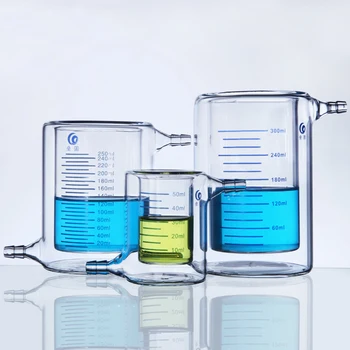 Утолщенный двухслойный термостойкий стеклянный стакан с кожухом Фотокаталитический реактор Фотокаталитическое лабораторное оборудование