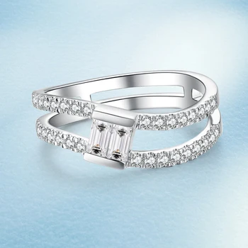 Элегантное кольцо из Стерлингового серебра с Квадратным бриллиантом Soorchce Mosonite