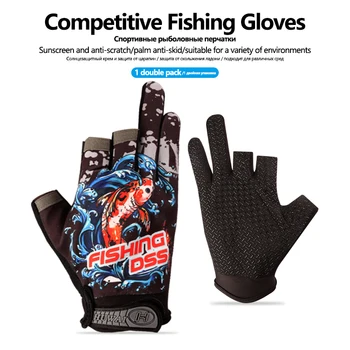 1 пара перчаток для спорта на открытом воздухе, Перчатки для рыбалки, Мужские солнцезащитные перчатки для рук, Одежда для рыбалки, трехпалые полупрозрачные перчатки