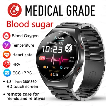 2023 Новые неинвазивные смарт-часы с контролем уровня глюкозы в крови, мужские Спортивные фитнес-часы с полным сенсорным экраном, Bluetooth для Android ios Smartwatch