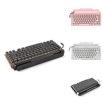 83 Клавиши Игровые клавиатуры Ретро Клавиатура для пишущей машинки Беспроводная Bluetooth клавиатура USB Механические панк-колпачки для клавиш для ПК