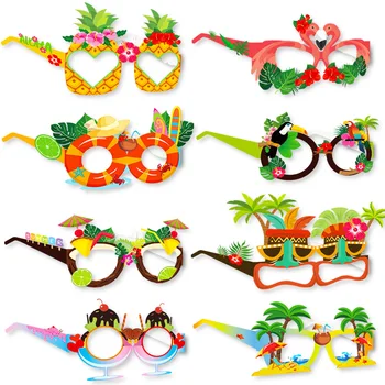 8шт Забавные Мультяшные Бумажные очки Летний Стиль Flamingo Flowre Cup Детские Бумажные очки Diy Принадлежности для украшения летней вечеринки
