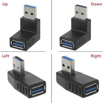 90 Градусов Левый Правый Угловой USB 3.0 Разъем адаптера для мужчин и женщин для портативных ПК Прямая поставка