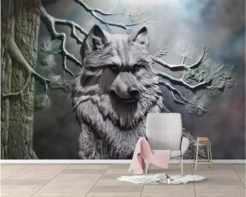 beibehang Пользовательские обои 3D фотообои с тиснением лесной волк украшение стен гостиной живопись 3d обои papel de parede