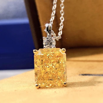 Huitan Роскошное Модное свадебное ожерелье из желтого кубического циркония для женщин, простые элегантные женские украшения, необычный подарок на День рождения