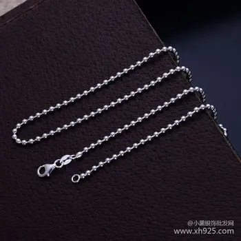 KJJEAXCMY ювелирные украшения из стерлингового серебра, длинные круглые бусины, стильное ожерелье толщиной 3,0 мм для женщин (50-70 см)