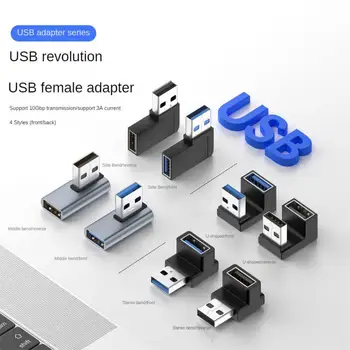 USB 3.0 Для мужчин и женщин, удлинитель под прямым углом 90 градусов, USB-адаптер для колен, 10 Гбит/с для ноутбука, конвертер разъемов для ПК