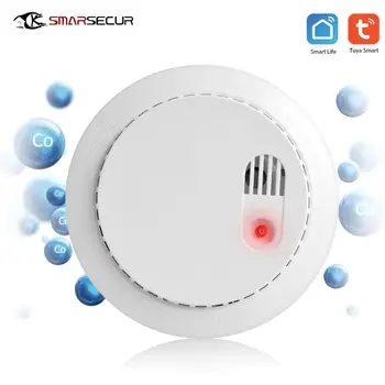 Wifi датчик обнаружения дыма, домашняя охранная сигнализация для Smart life app control оповещение о домашней автоматизации