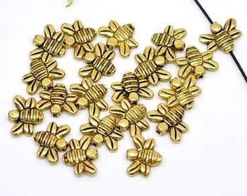 Бесплатная доставка 250 шт. бусины-подвески в виде пчелы из античного золота 14x12 мм, ювелирные изделия J0280F