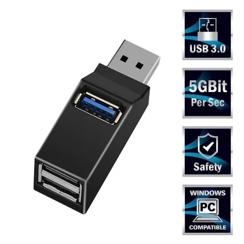 Высокоскоростной USB 3,0 2,0 концентратор, Мультиразветвитель, адаптер, 3 порта, Расширитель, компьютерные аксессуары для ПК, ноутбука Macbook, ноутбука