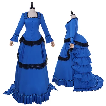 Женское бальное платье в викторианском стиле, Средневековое винтажное Синее платье в стиле Стимпанк, Маскарадный костюм Эпохи Возрождения, Женский индивидуальный заказ