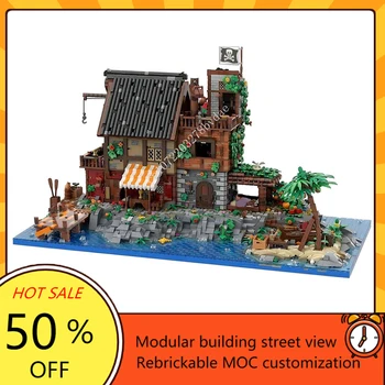 Индивидуальная серия MOC Pirate Пиратская модель острова Ван Дайка Строительные блоки Технологические кирпичи Творческая сборка Детские игрушки Подарки
