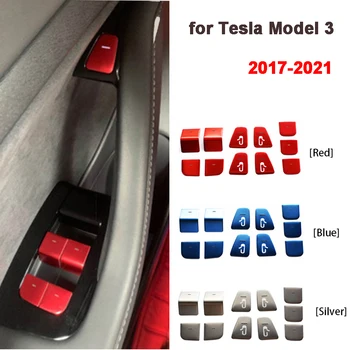 Модель 3 Кнопка включения Стеклоподъемника, наклейка на панель открытия двери, отделка для Tesla Model 3 Y 2017-2023, Аксессуары для салона автомобиля из АБС-пластика
