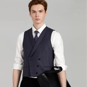 Мужской жилет без рукавов, Темный короткий деловой повседневный костюм в британском джентльменском стиле, подходящий для свадьбы