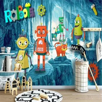 Мультяшный научно-фантастический робот-планета приключений, Детская комната, 3D обои, Домашний декор, Настенная роспись на заказ, Детская комната, самоклеящиеся обои