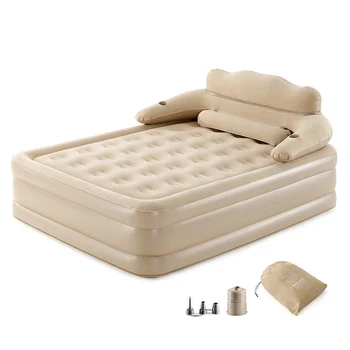 Надувная кровать 40 см, самонадувающаяся Кровать со Спинкой, Походный Матрас, Надувная кровать с Электрическим Воздушным насосом