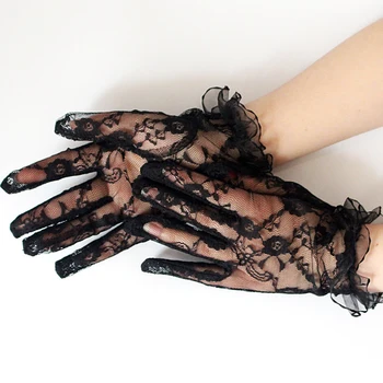 Новые перчатки на запястье, Женские кружевные перчатки для невесты, Черные Рукавицы для рук, Защита от солнца, Модные, Сексуальные аксессуары, Перчатки для вождения, Эстетические
