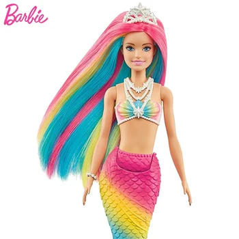 Оригинальная кукла Барби Dreamtopia, Волшебные куклы-Русалки для девочек, Радужные волосы, Активируемая водой функция изменения цвета Brinquedos GTF89