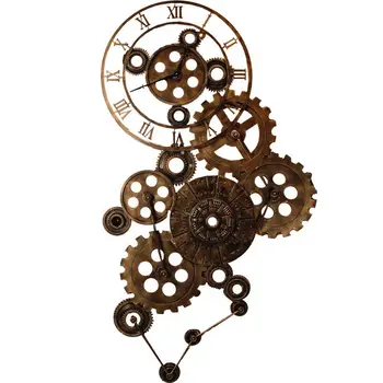 Ретро промышленный стиль Настенный декор Металлические Поделки Украшение дома Настенные часы с металлической шестерней