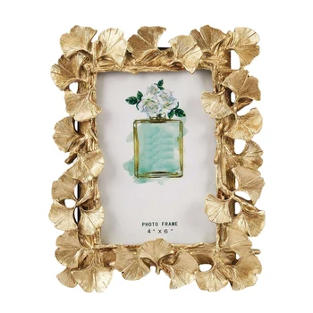 Ретро-рамка из смолы, золотая фоторамка с листьями Гинкго, украшения для дома