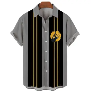 Саксофон с 3D печатью, свободная мужская летняя гавайская рубашка с короткими рукавами, классическая рубашка для пляжной вечеринки