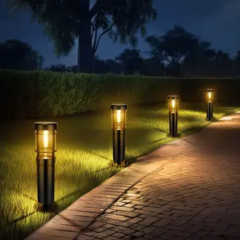 уличные фонари 4pcs Outdoor Lawn Lamp, Солнечные светодиодные уличные фонари IP65, Водонепроницаемое современное садовое освещение для внутреннего дворика, украшение виллы